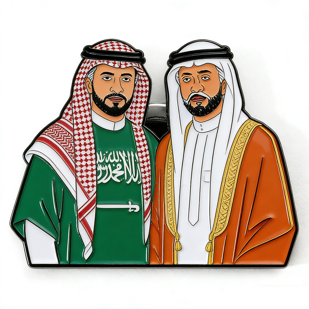 High Quality Black Metal Soft Enamel Saudi Arabia Pin National Day Souvenir Gifts Custom Brooch Pins Magnet Badge