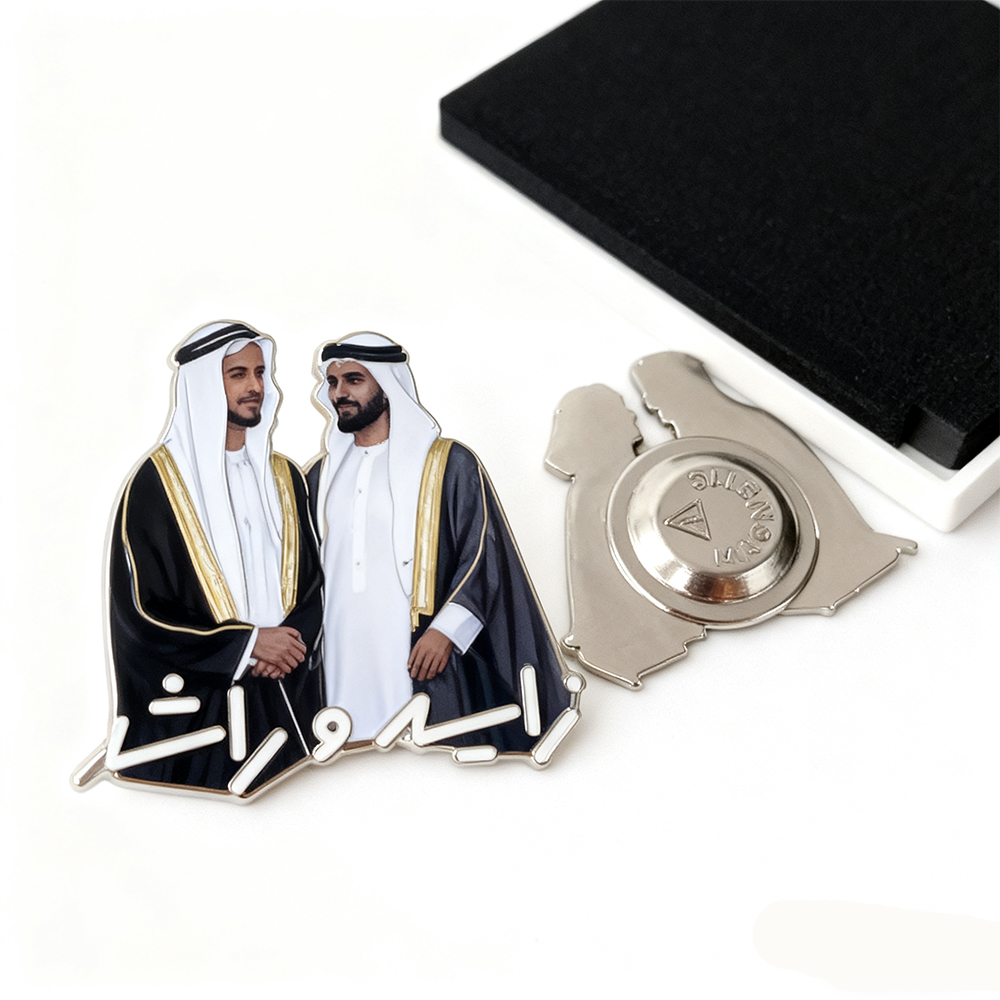 U.A.E. Badge Sheikh Zayed and Rashid Magnetic Pins Stickers Printing Metal Wholesale