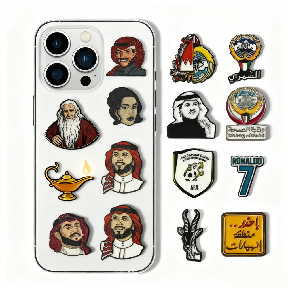 Saudi Arabia UAE Oman Metal Crafts Mobile Phone Decoration for Lapel Pin Sticker Brooch Badge Mobile Phone Decoration for Phone