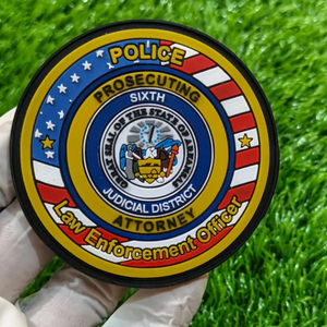 United States Circular PVC Patch Custom Law Theme Emblem Durable Soft Rubber Patch for Jackets Bags Collectibles