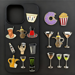 Custom Phone Sticker Metal Badges MATCHA Metal Lapel Pin for Mobile Phone