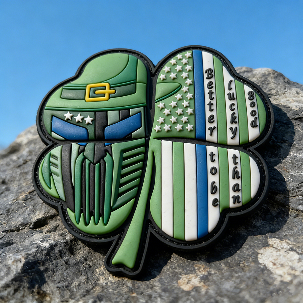 Lucky Four Leaf Clover PVC Patch Custom Soft Rubber Clover Emblem Durable PVC Patch for Bags Jackets Hats and Accessories