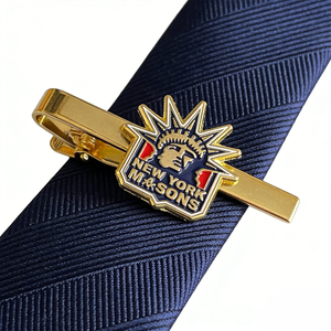 New York Masonic Tie Clip and Cufflinks Set Elegant Metal Mens Accessories for Suits Ceremonies and Collectors