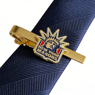 New York Masonic Tie Clip and Cufflinks Set Elegant Metal Mens Accessories for Suits Ceremonies and Collectors