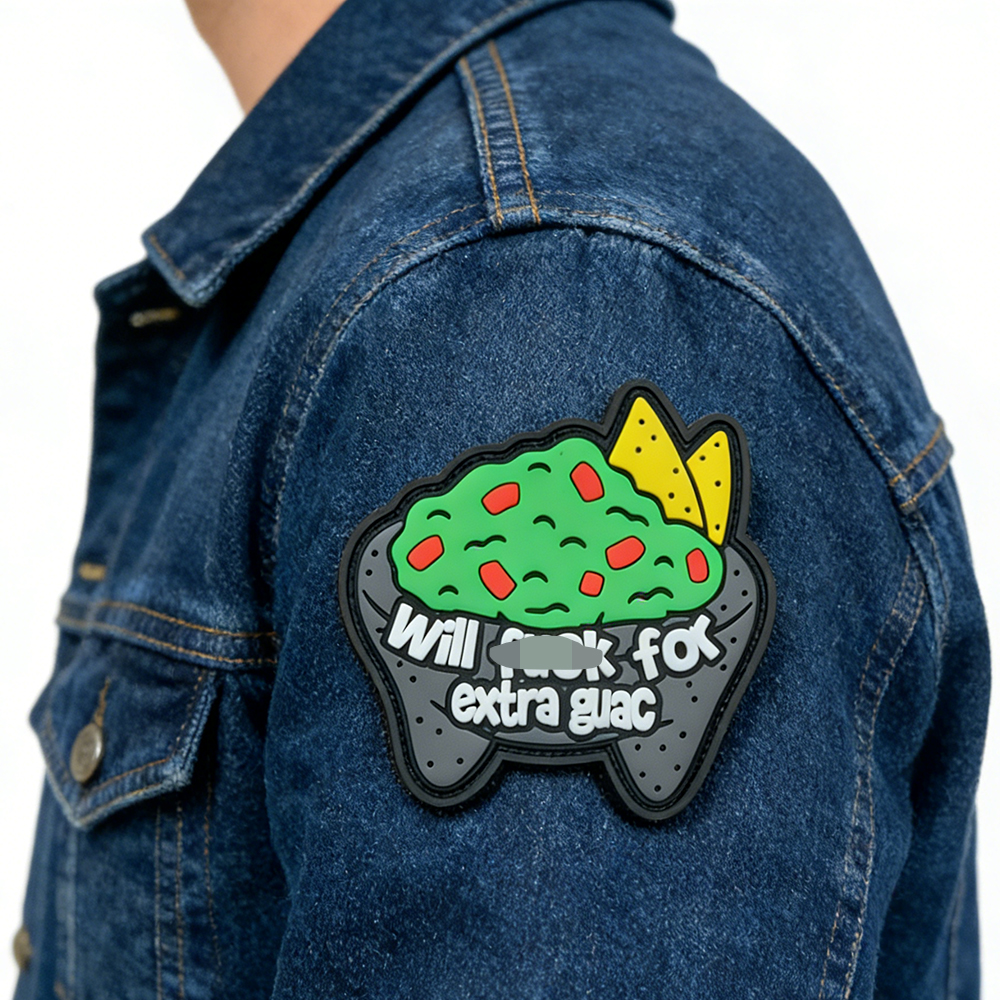 Custom Funny Taco Pizza Food Rubber PVC Patch Cartoon Style Soft PVC Patch for Bags Hats Backpacks and Accessories
