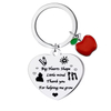 Teachers' Day Gift Apple Heart Engraved Pendant Gratefully Gift Stainless Steel Keychain for Women