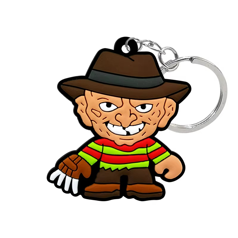 Factory Direct Customized Ready to Ship Wholesale Skeleton Key Ring 2D Rubber Key Chain Halloween Horror Movie Soft PVC Keychain