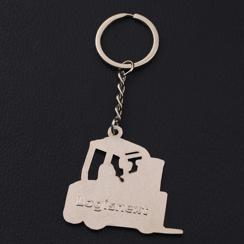 Customized Silver Plated Soft Enamel Logo 2D Metal Forklift Keychain
