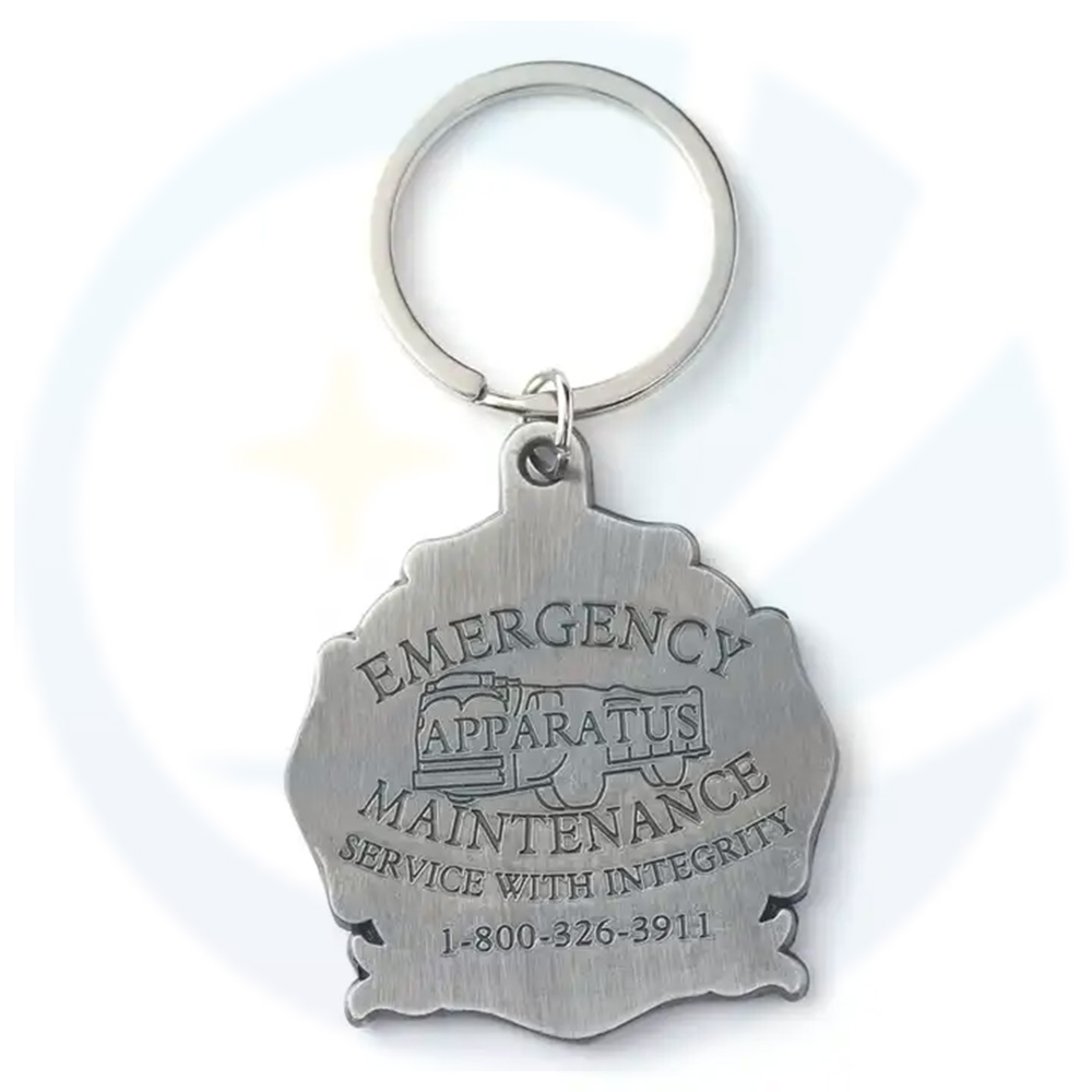 custom antique silver enamel 3D fire alarm metal keychain