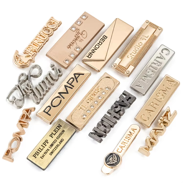 Newest Design Custom Garment Metal Brand Logo Metal Clothing Labels Decorative Bag Metal Tag Label