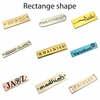 Wholesale Cheap Zinc alloy 2 hole engraved brand logo custom metal tags plates labels for shoes / cloth / bags / swimwear