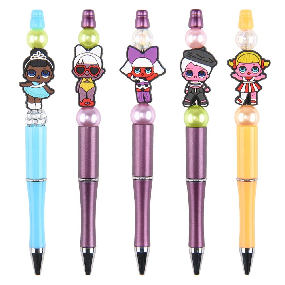 Soft Material Custom eco-friendly mix focal beads character silicone teething beads pen making beads and charms for pen tops