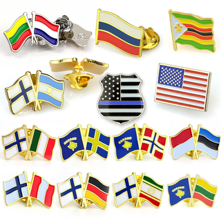 Wholesale Manufacture Customize Logo Brooch Custom Blank Metal Enamel Country Flag Badge Lapel Pin