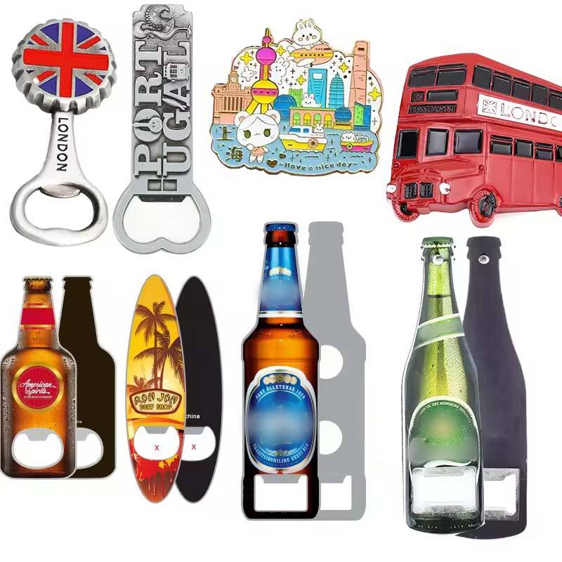 Fridge Magnet with Beer Bottle Opener Decoration Manufacturer Custom Personalized Designs Magnetic Logo Metal Zinc Alloy Medium