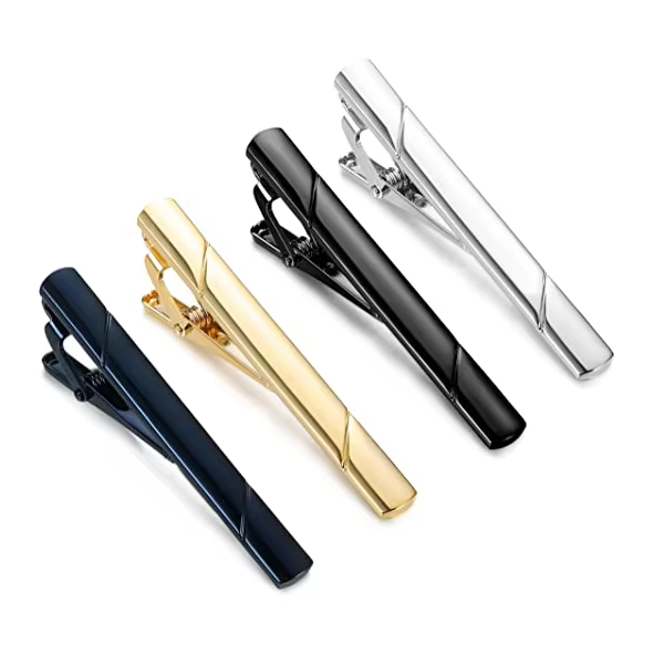 Wholesale Factory Set Clasp Custom Logo Gold Black Silver Metal Tie Bar Pin Blank Men Necktie Shirt Blank Tie Clips