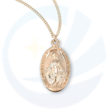 16 Kt Gold Over Sterling Silver Oval Miraculous Medal