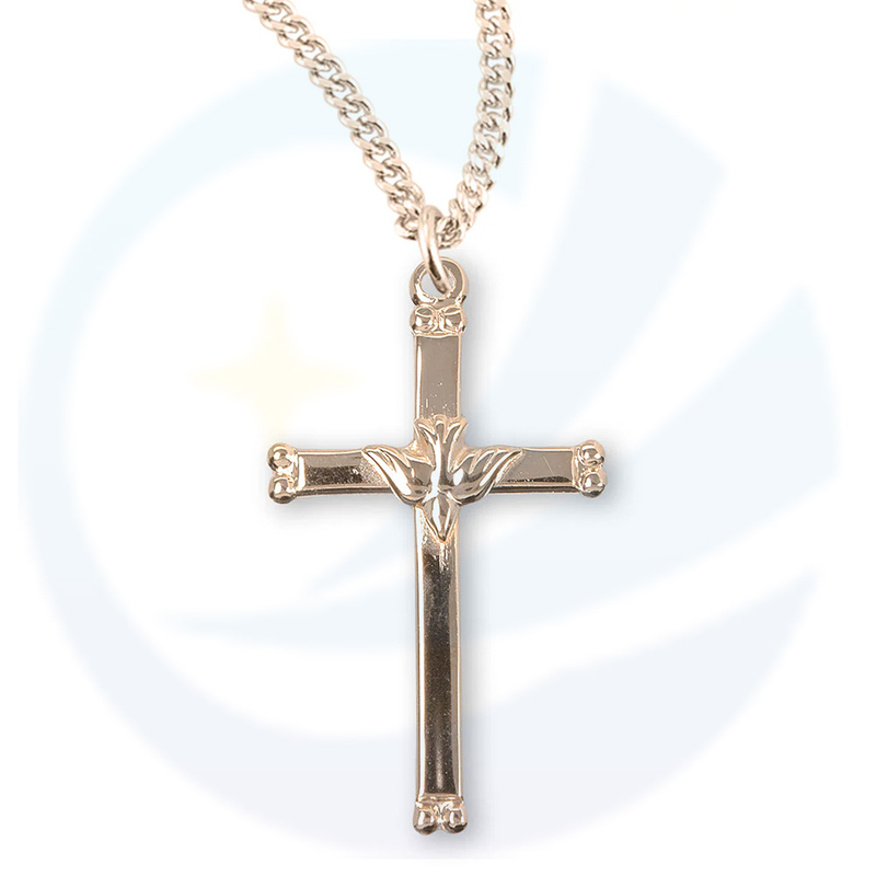 Gold Over Sterling Silver Cross with Holy Spirit