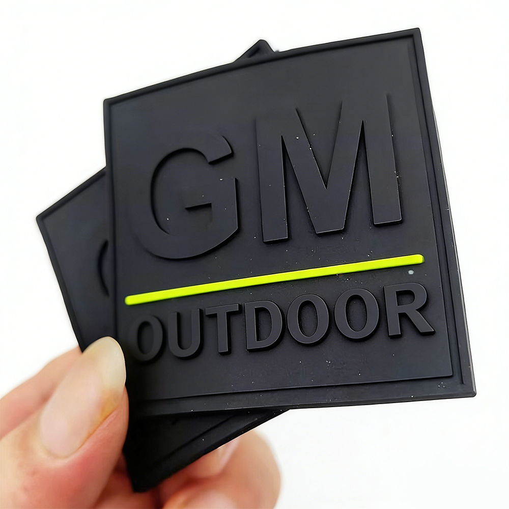 Perfect 3D Effect Solid Black PVC Rubber Patch for Pad,square Shape Company logo Silicone Rubber Label