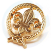 high quality antique copper metal lilly lapel pin round shape scouts sports pin badge for souvenir