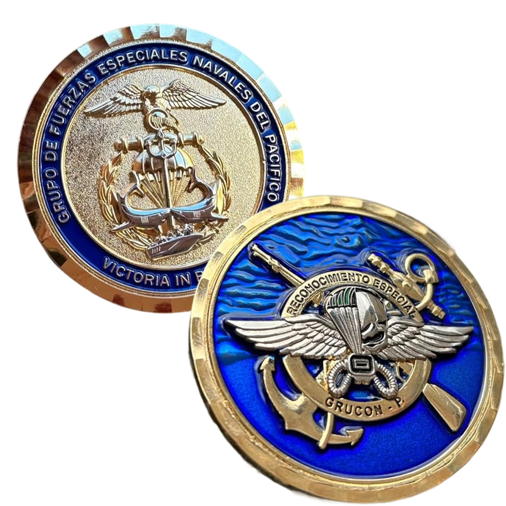  Custom Soft Enamel Logo Metal 3d Embossed Colombia Gold Coin