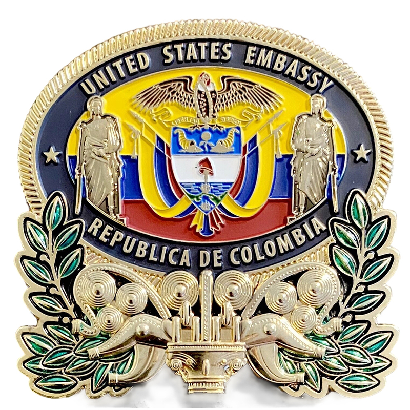 Wholesale Zinc Alloy Custom Enamel Logo 3D Gold Metal Colombia Souvenir Coin Challenge Coins