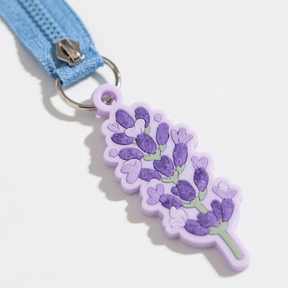 High Quality Sunflower Logo Zip Puller Pvc White Pvc Flower Badges Silicone Zipper Slider Premium Zipper Sliders