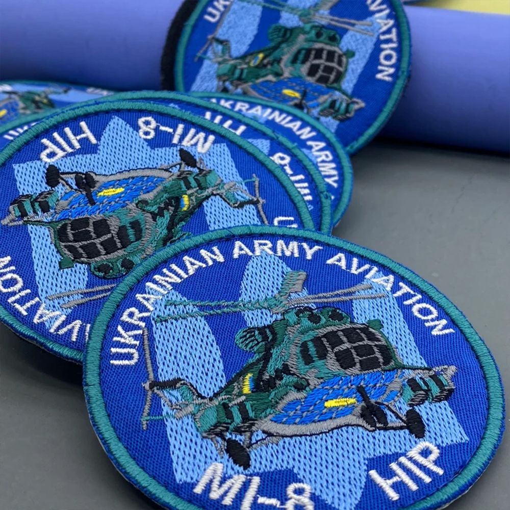 Wholesale Full Embroidery Ukrainian Air Force Aircraft Flight Hook And Loop Patches Bags Custom Iron on Embroidery Logo for Clothing