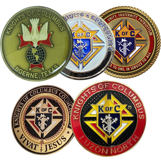 Custom Zinc Alloy Philippine Mason Emblem 3" Gold Blue Cut Out Knights of Columbus Car Emblem Challenge Coin