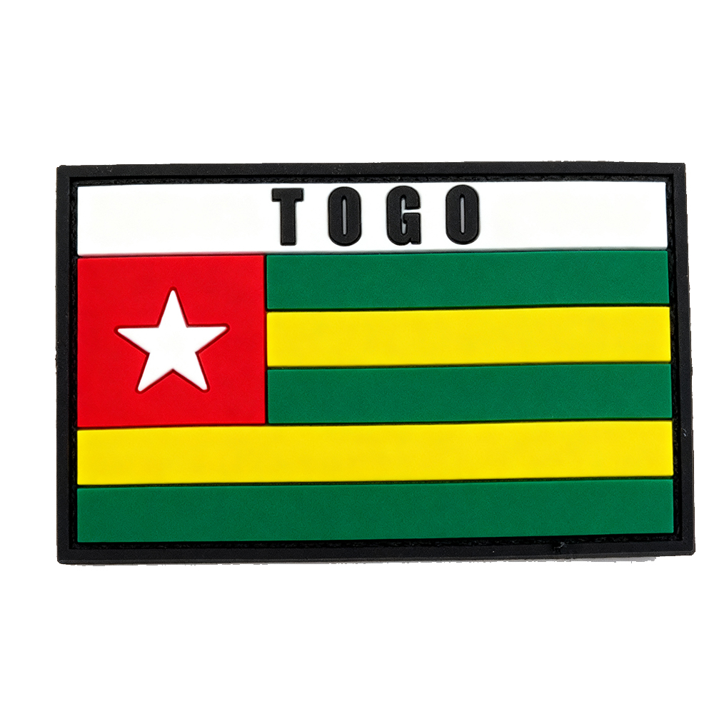 Custom Togo Rubber Iron on PVC Patch Badges Backpack Hat Hook Sewing Patches Soft Silicone 3D Embossed Rubber Patch for Garment