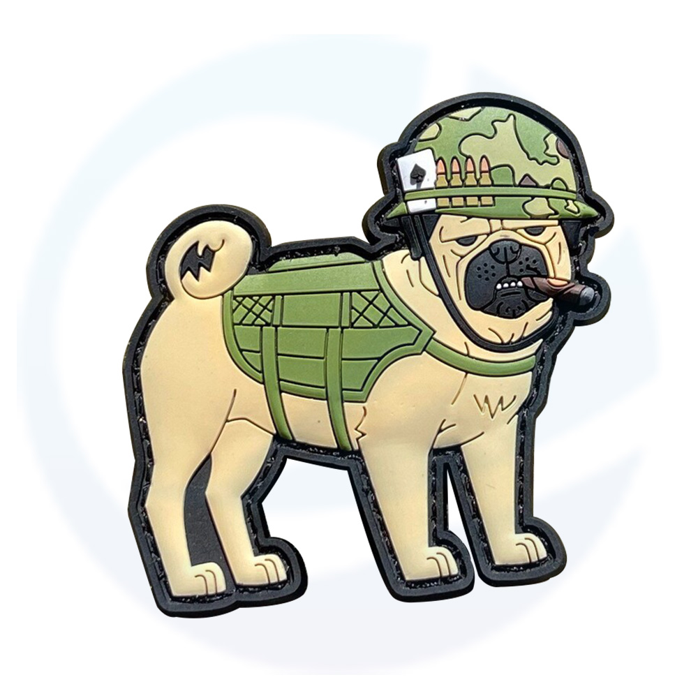 Eco-friendly Embossed Logo Silicone PVC 3D military Tactical service dog Soft Rubber Patches