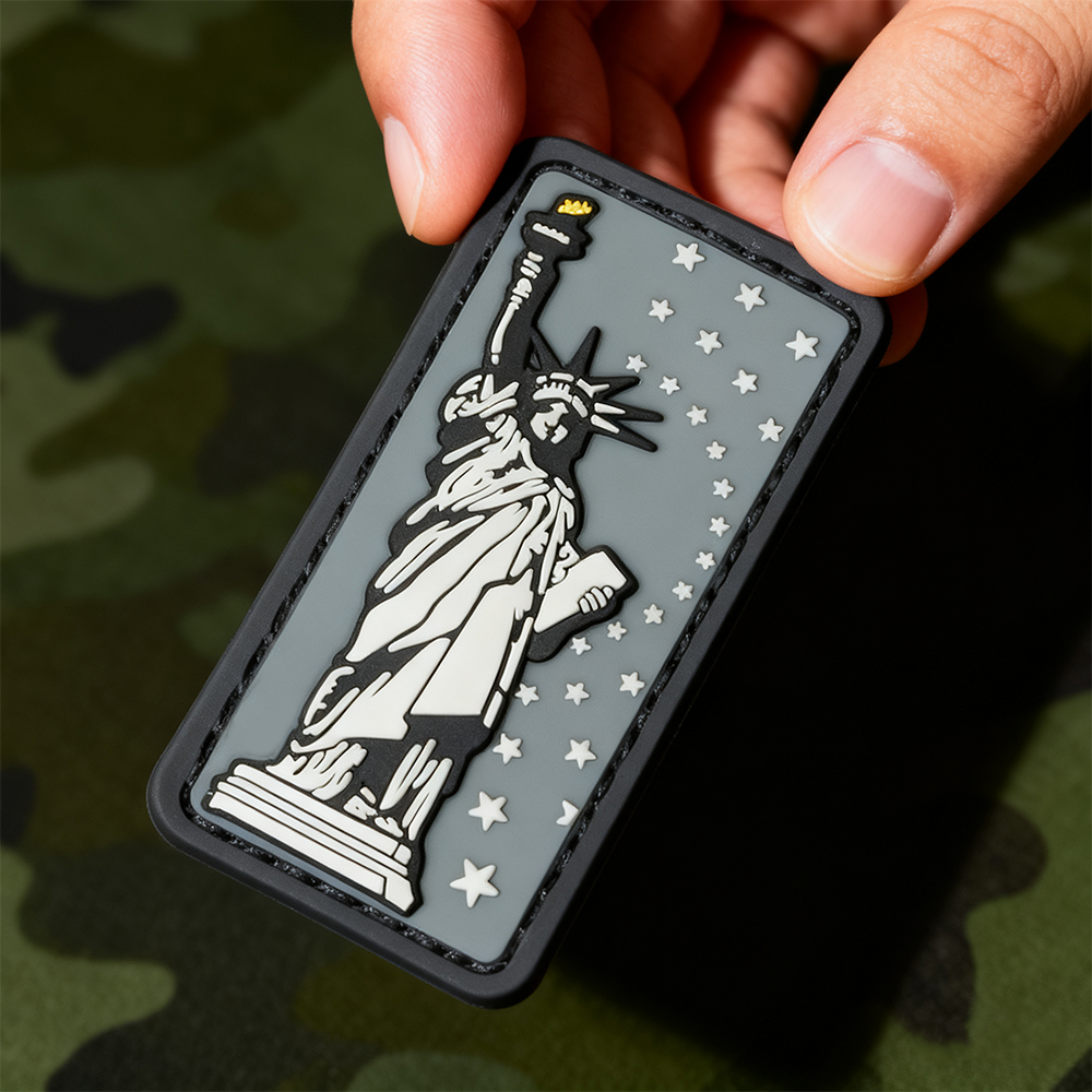 3D PVC Lady Liberty Patch American Theme Rubber Badge Hook-and-Loop Accessory for Bags Apparel Custom Gear