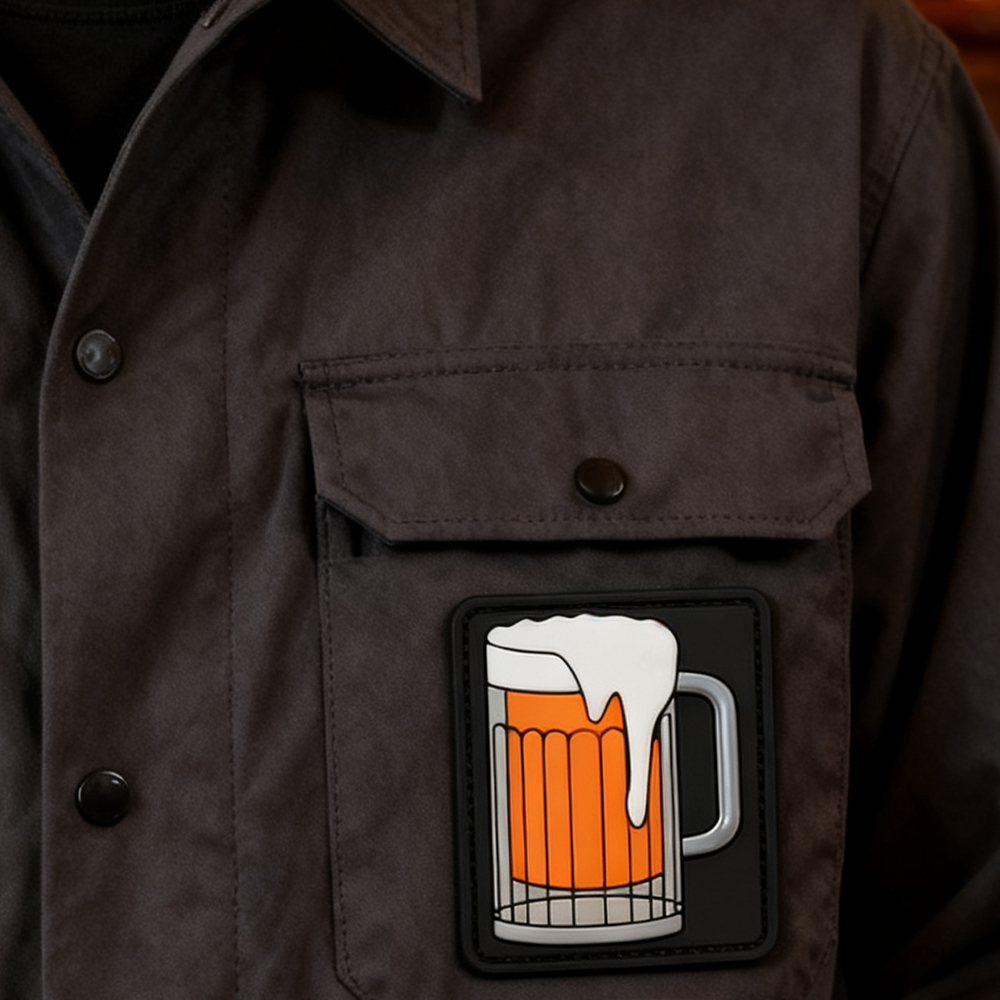 Custom Beer Mug PVC Patch Cheers Style Rubber Badge for Bags Jackets Hats