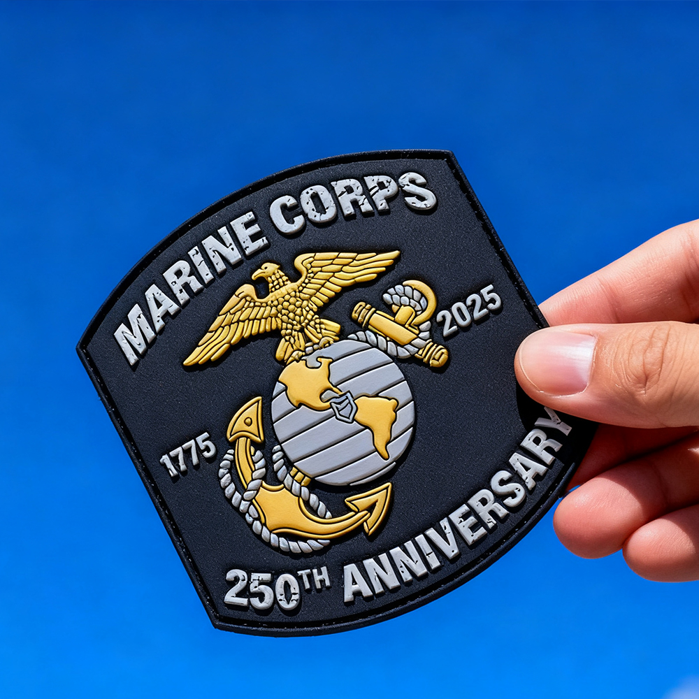 Custom United States Heritage Marine PVC Patch Factory Direct 3D Soft Rubber Emblem with Velcro Backing