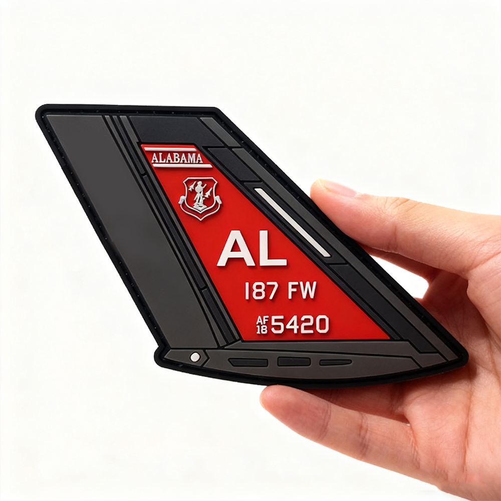 Custom F-35 Lightning II Red Tail Patch 3D Soft PVC Fighter Jet Emblem Durable Waterproof Logo Badge