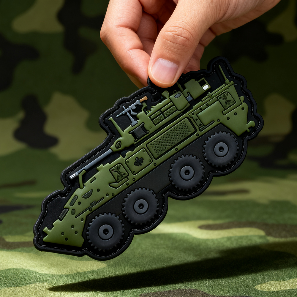 Custom Canada Light Armoured Vehicle PVC Patch – 3D Soft Rubber Tactical Morale Badge with Velcro Backing