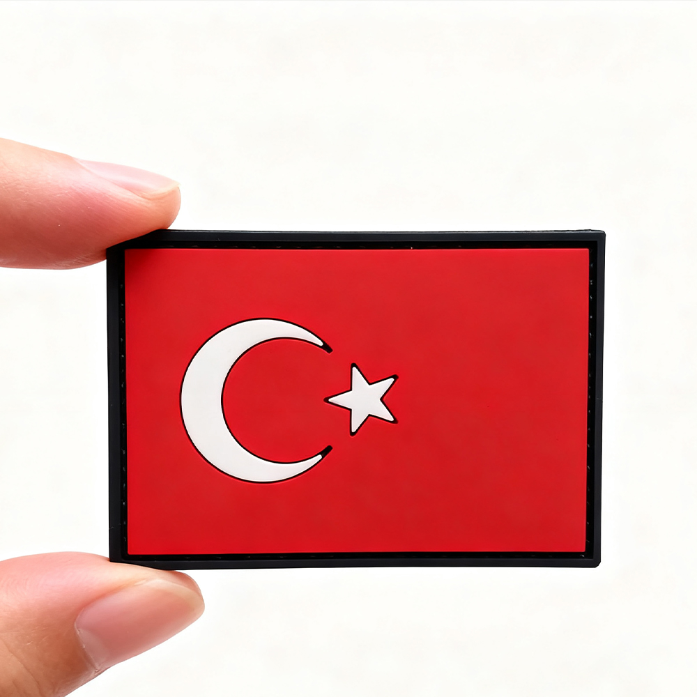 Custom Turkish Aviation Squadron PVC Patch 3D Soft Rubber Emblem with Hook Backing for Jackets Bags and Gear