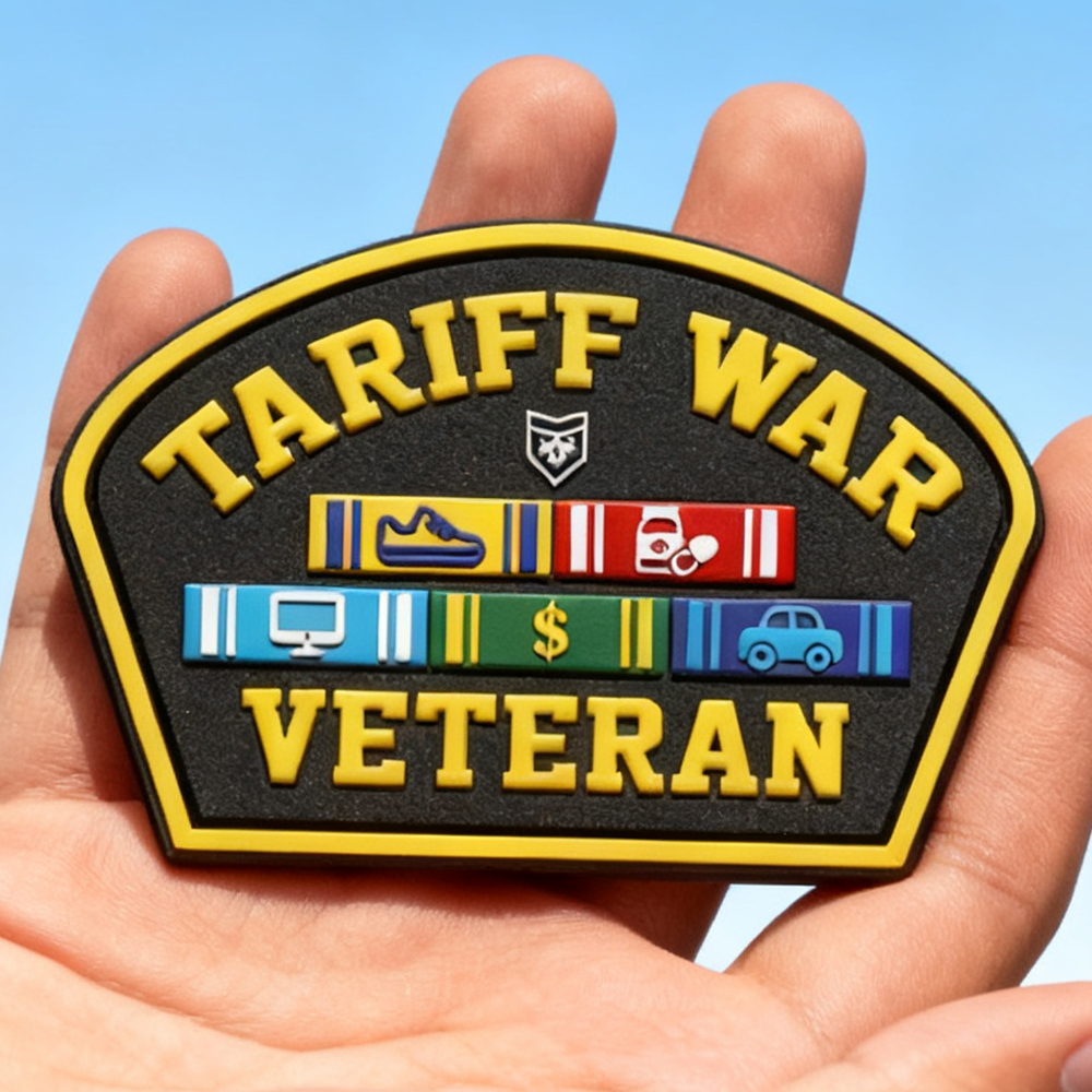 Custom Veterans of the US Tariff War PVC Patch 3D Soft Rubber Badge with Hook Loop for Backpack Jacket Cap