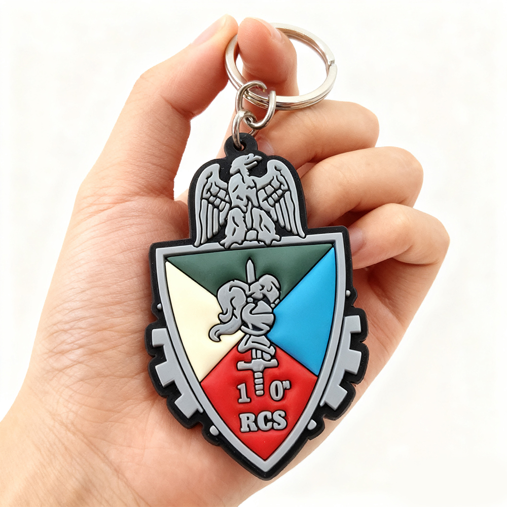Custom Soft PVC Shield Keychain 3D Embossed Rubber Emblem Key Ring Personalized Logo Key Holder for Souvenir Gift