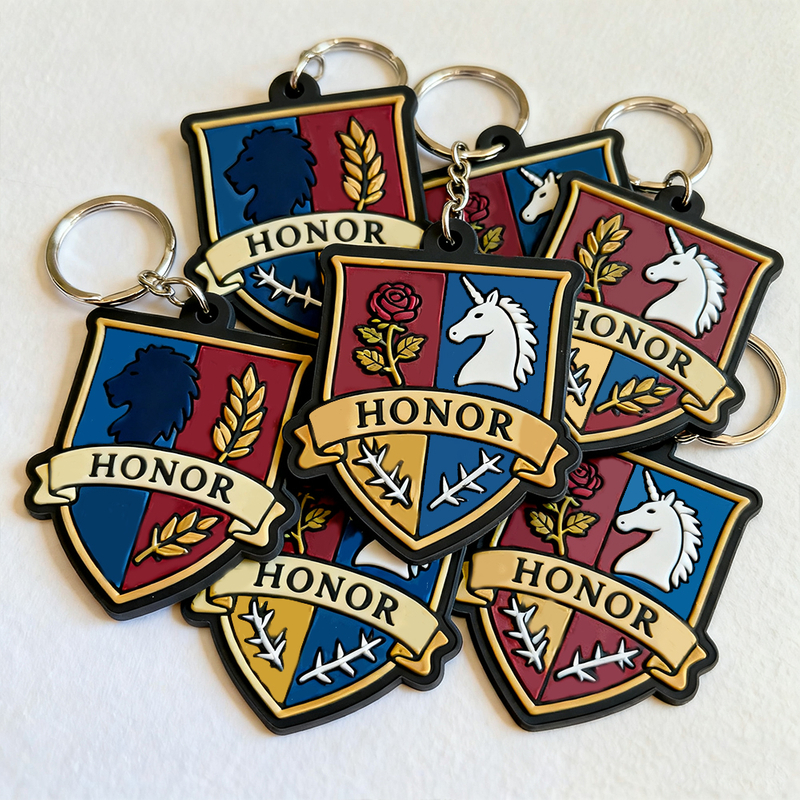 Wholesale Promotional Pvc Keychains Custom Designer Silicone University School Emblem Letter Key Chain Ring Rubber Keychain