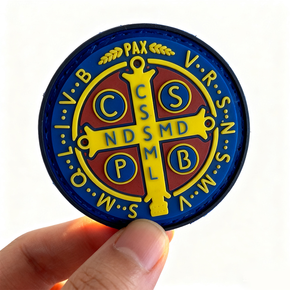 Personalized Saint Benedict Medal Custom Design Metal or PVC Keychain Pendant Religious Token