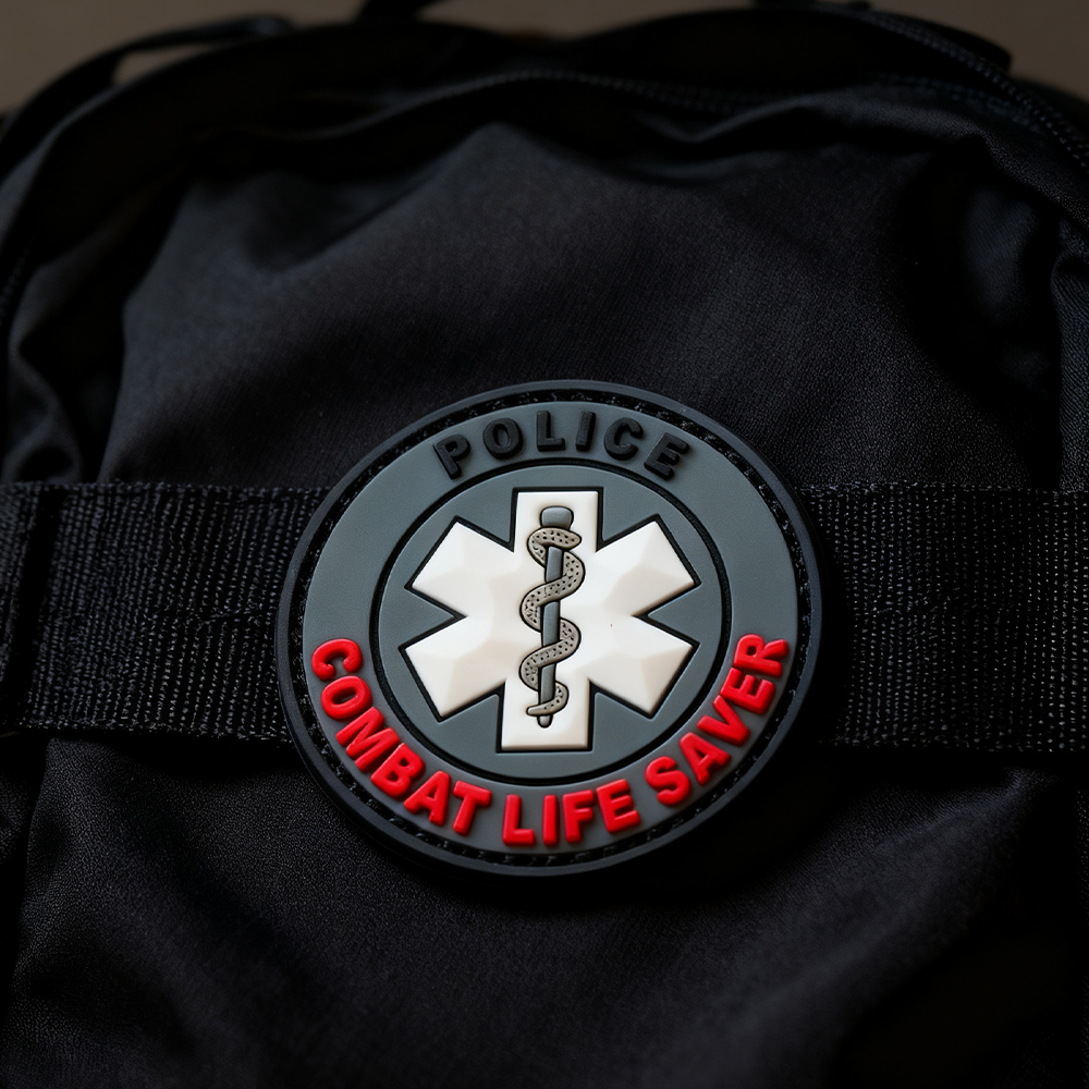 Custom Combat Life Saver PVC Patch 3D Rubber Medical Rescue Patch Hook Loop Logo Patch for Clothing and Outdoor Gear