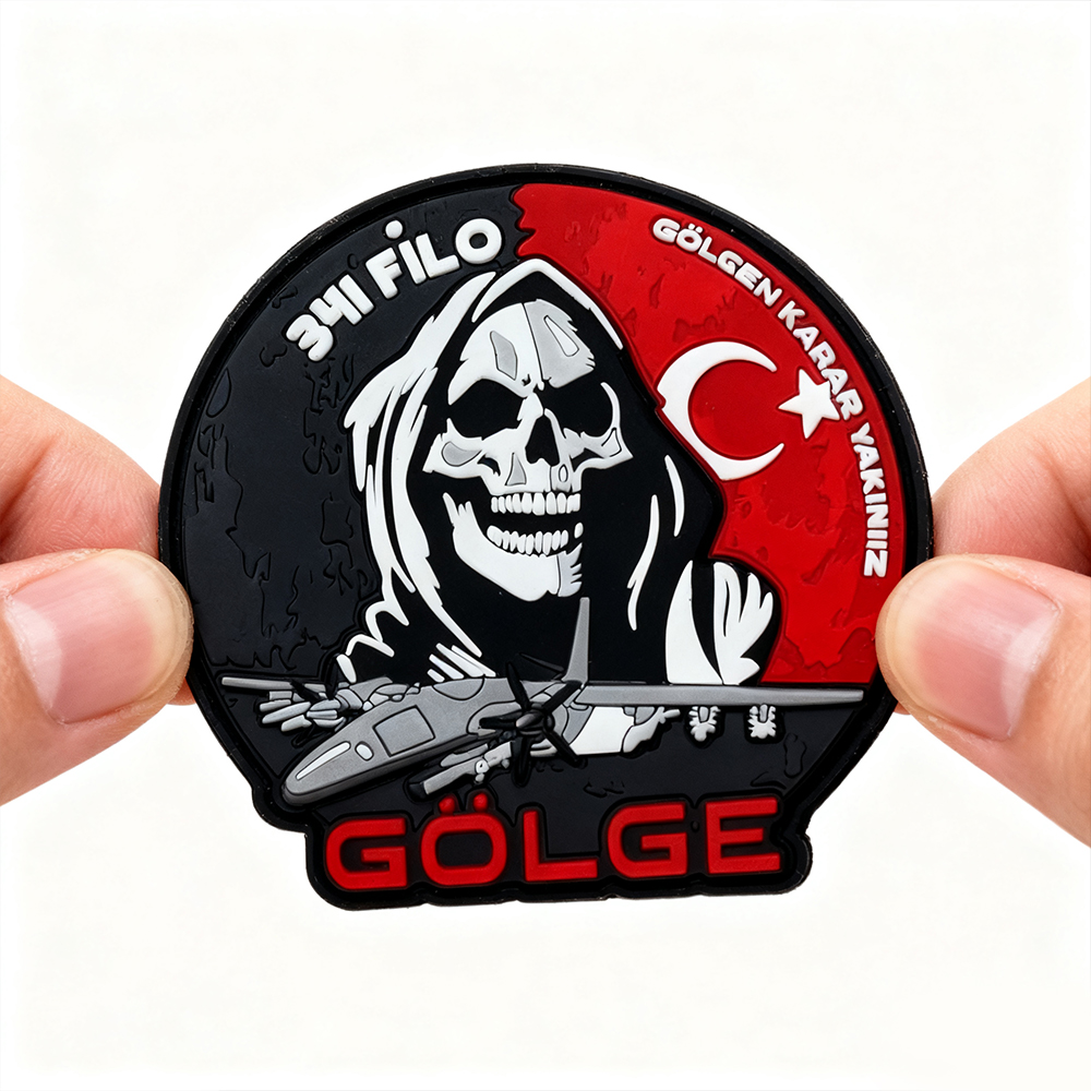 Turkish Reaper Wings Aviation PVC Patch – Fighter Jet 3D Rubber Emblem