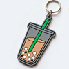 Custom Logo High Quality 3d Rubber Cartoon Coffee Milk Tea Cup Charms Soft Pvc Key Chain Personalized Key Ring Custom Keychain