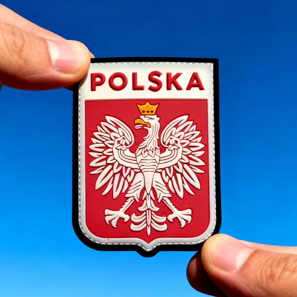 Polish Coat of Arms Eagle PVC Patch – Hook-and-Loop 3D Rubber Badge