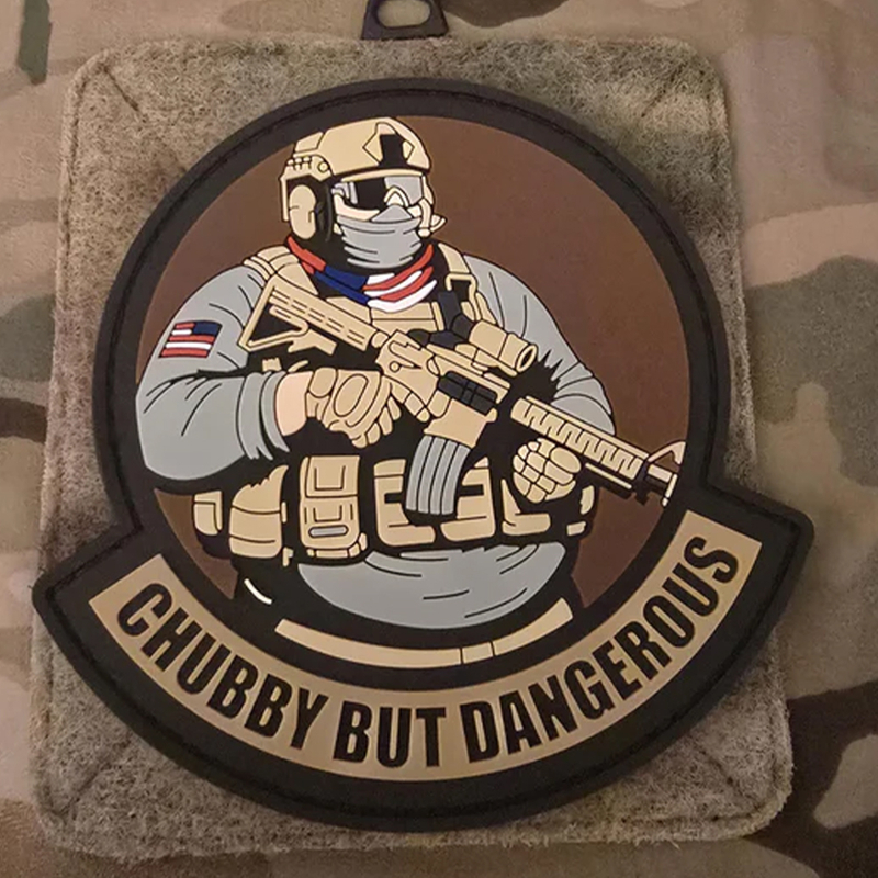 Funny “Chubby But Dangerous” PVC Patch Custom Soft Rubber Badge with Hook & Loop Backing for Jackets Bags Hats