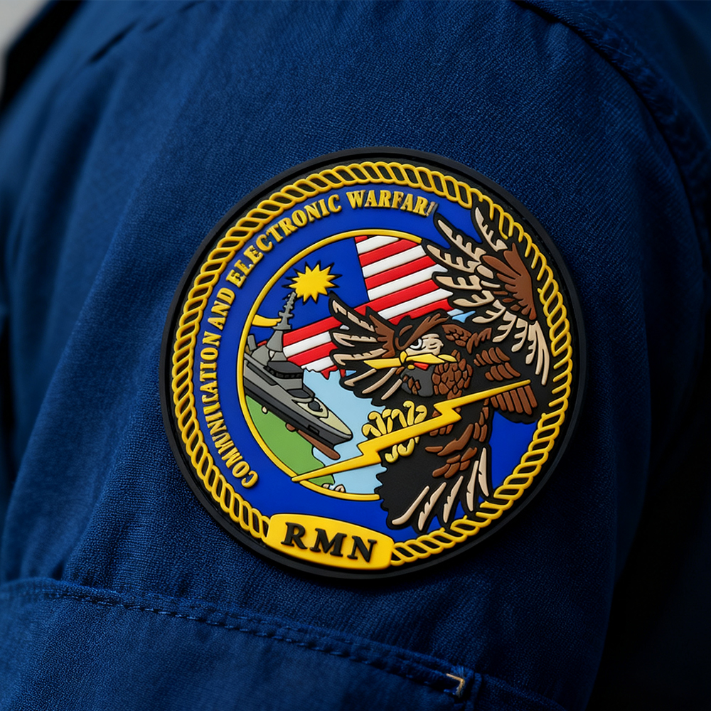 Custom Malaysia Communication and Electronic Warfare PVC Patch – 3D Rubber Emblem with Hook and Loop Backing