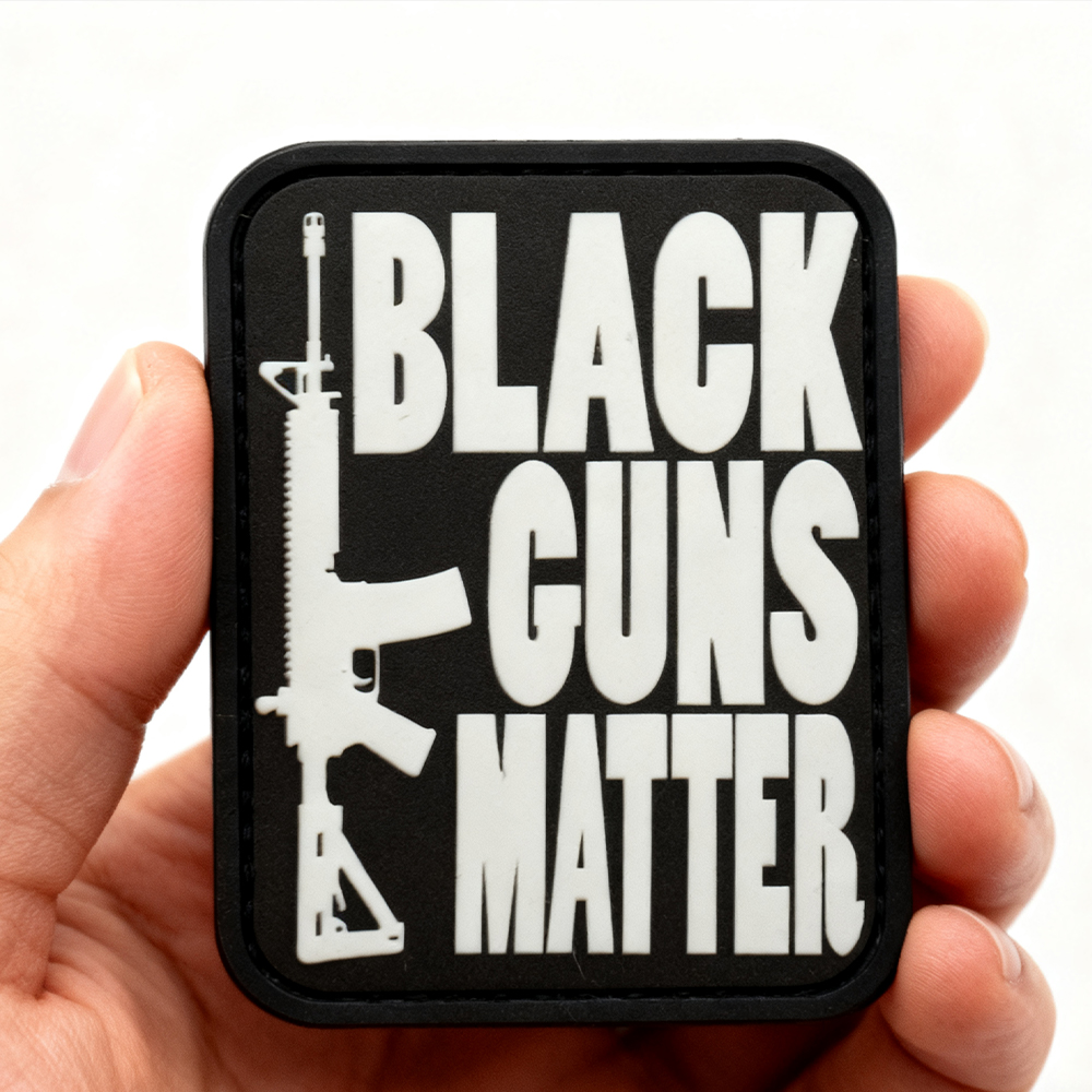 Custom Black Guns Matter PVC Patch 3D Rubber Morale Patch Hook and Loop for Jackets Bags and Collectors