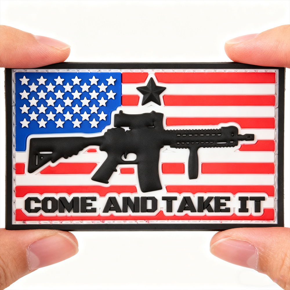 Come & Take It US Flag PVC Patch | Custom Rubber Morale Patch Manufacturer for Tactical Backpacks, Outdoor Gear & Everyday Carry