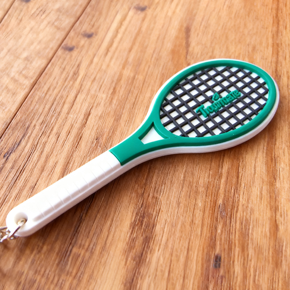 Wholesale Custom Soft PVC Paddle Tennis Racket Keychain Personalized Rubber Padel Racket Key Ring for Sports Fans