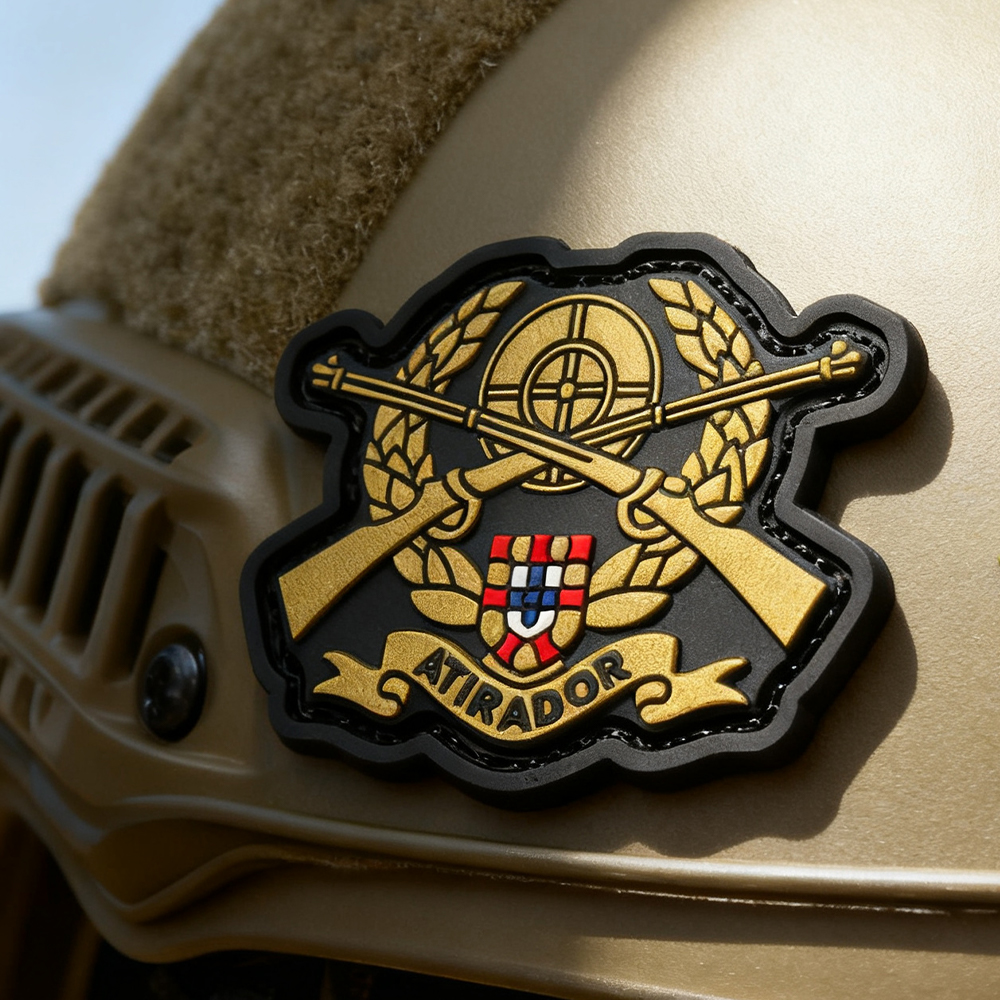 Custom Brazilian Infantry Sniper Patch 3D Soft PVC Rubber Emblem with Hook and Loop for Jackets and Backpacks